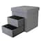 Simplify Gray 2 Drawer Collapsible Storage Ottoman